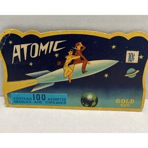 Vintage Atomic Gold Eye Sewing Needles Quantity 13 Needles